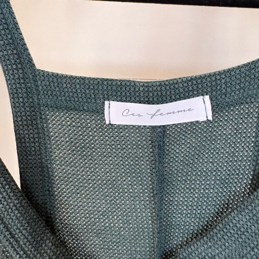 Waffle Knit Forest Green Sleeveless Jumpsuit - Picture 6 of 6